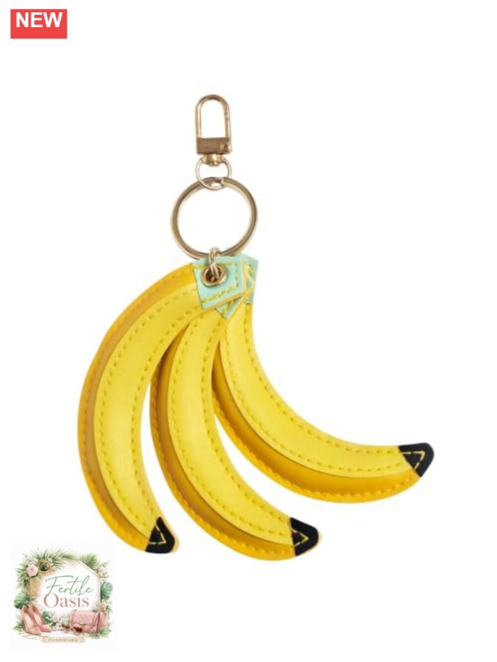 Banana Bag Charm Faux Leather PU Keychain Fruit Keyring for Purse Tote Car Keys